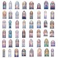 Decorative Stickers for Luggages 50pcs Cute Church Window Flower Graffiti Stickers Aesthetic Art Decals Diy Craft for Scrapbook Phone Travel Luggage Skateboard Church Window Sticker. 