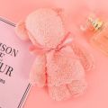 SJW Cute Teddy Bear Folded Towel Hand Towel Cotton Face Towel with Free Mesh Bag GIFT. 