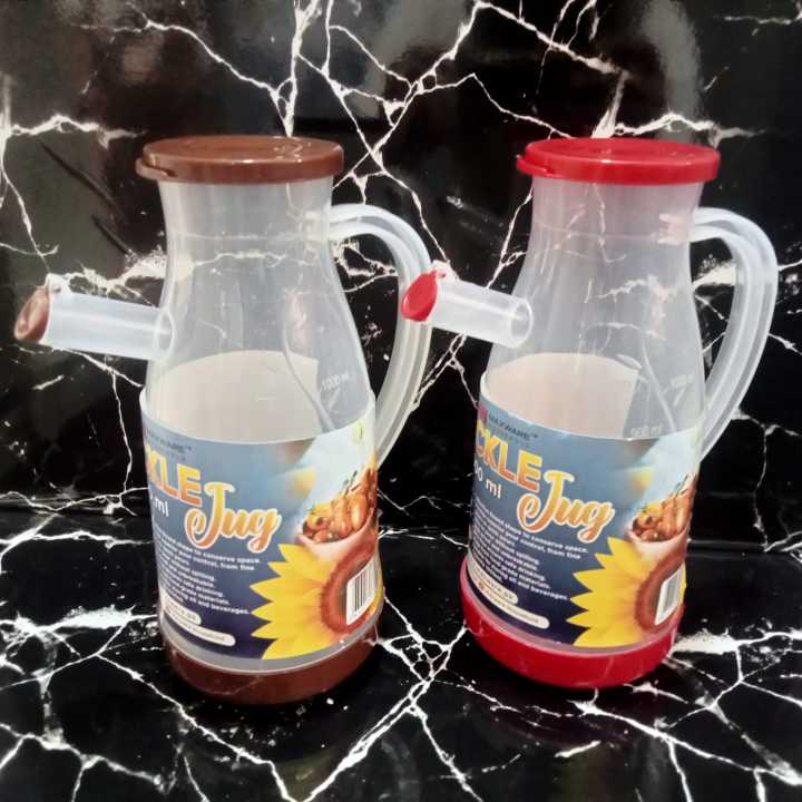 1 Litre High Quality Plastic Cooking Oil Jug For Kitchen Cooking Essential / 1 Liter) 1000 ML Cooking Oil Jug with Lid & Handle Water Jug, Milk Jug, Liquid Container For Kitchen Long Life Useable A Grade Material