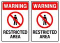 Warning Restricted Area, No Entry sign stickers, Warning Stickers A4 Size Ready to use. 