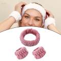 Face Wash Headband and Wristband Set Facial Liquids from Spilling Down Dark Pink. 