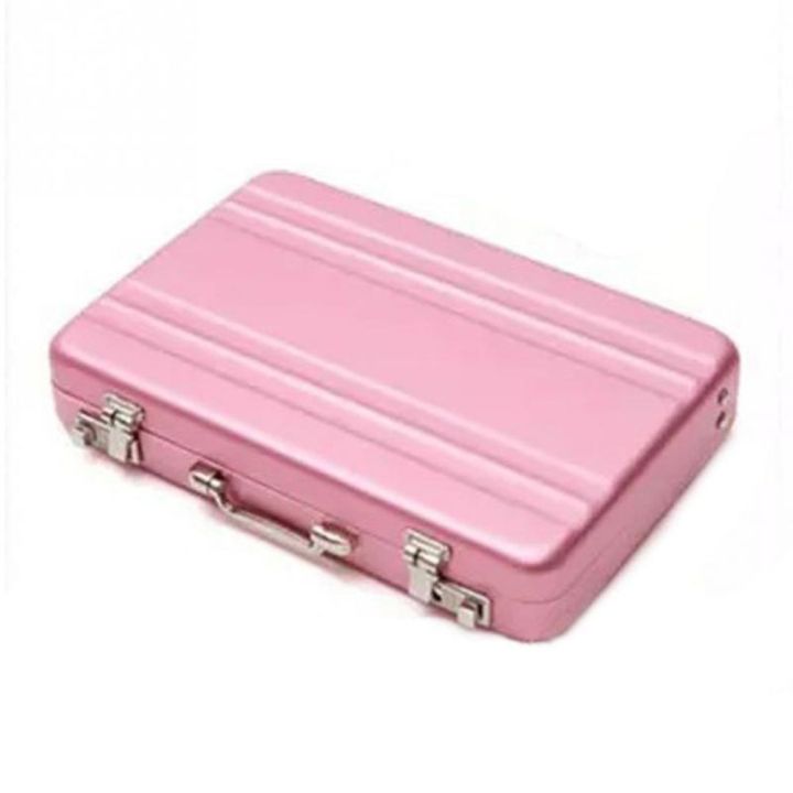 Metal Metal card holder Stylish Suitcase-style Bank card-sized Mini suitcase  holder Mini Bank card holder box case for Business professionals Travelers Office use  organization
