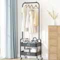 Shah G 3-in-1 Garment Rack Shoe Rack Clothing Rack Imported High Quality Coat and Garment Hanger, Cloth Organizer, Garment Rack having Multiple Hanger Hooks with 2 Bottom Storage Shelves,  - Single Pole OR Double Pole. 
