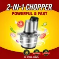 Vitamax 2-in-1 Electric & Manual Push Chopper VM-535 | 3L Large Stainless Steel Bowl Heavy Duty Food Processor | Powerful Vegetable & Meat Chopper Grinder for Kitchen Use | Multi Functional Hand Pull Chopper with Sharp Stainless Steel Blades | Fast Cuttin. 