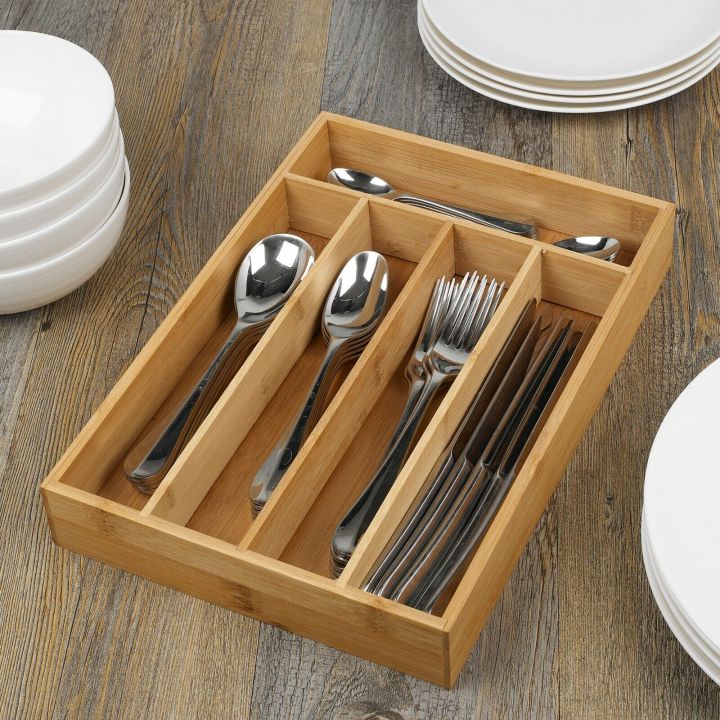 5%20Compartment%20Bamboo%20Cutlery%20Tray,%20Kitchen%20Drawer%20Utensils%20Holder,%20Wooden%20Knife%20Fork%20Spoon%20Organizer%20Case%20-%20Image%204