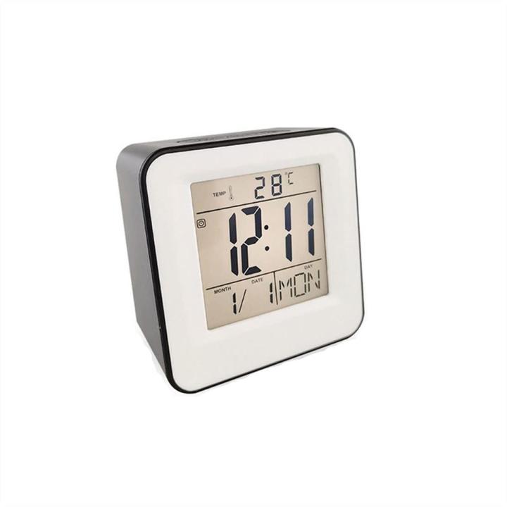 Digital LCD Alarm Clock with Light Sensor Table-Clock with Clap Tap Sensor Timepiece Date and Temperature Backlight Night Snooze  For Bedrooms Bedside Kids Adults Home Decoration for Living Room