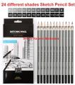 24Pcs Worison Sketching Pencil Set Includes 9H, 8H, 7H, 6H, 5H, 4H, 3H, 2H, H, F, HB, B, 2B, 3B, 4B, 5B, 6B, 7B, 8B, 9B, 10B, 11B, 12B, 14B Professional Sketch Art Pencils Drawing Sketches Pencils. 
