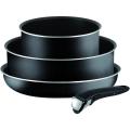 Tefal Ingenio Essential 4 Pcs Cooking Set, Made in France, Removable Handle, Black, Aluminium, L2006502. 