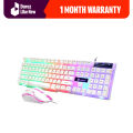 GTX350 Keyboard Rainbow Backlit Wired Gaming Keyboard Mouse Combo, LED 104 Keys USB Ergonomic Keyboard and Mouse, 3200 DPI Mouse for Windows Gamer Desktop, Computer (White). 