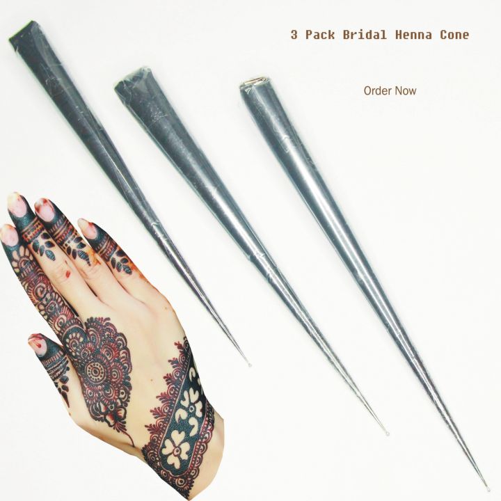 Pack of 3 - Bridal Mehndi Cone | Henna Cones | Mehndi Cone | Dark Redish Mehron Color
