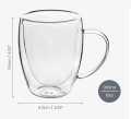 Double Wall Mug 350ml High Quality a Thermal shock Borosilicate Mug for Coffee Tea. 