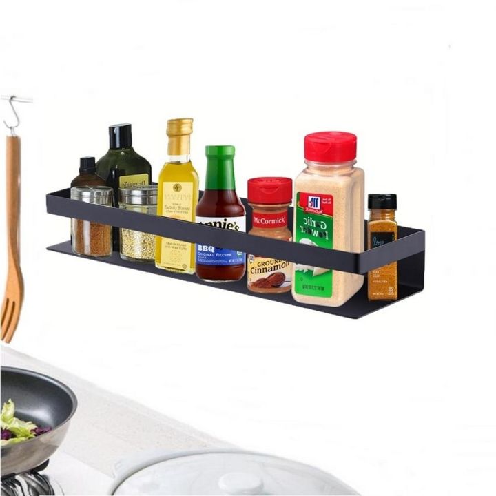 Wall Mount kitchen Accessories Spice Jar Storage Metal Bar Shelf Rack Organizer