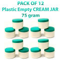 Pack of 12 Empty Cosmetic Containers Cream Pot Jar Refillable plastic 75 Gram. 