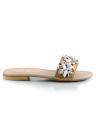 Gold Faux Leather Slippers For Women. 