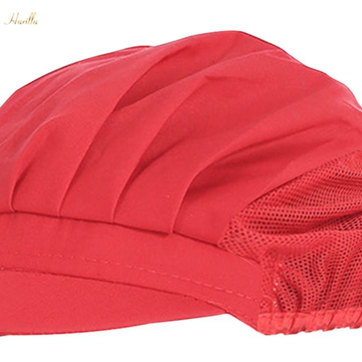 Chef%20Hat%20Mesh%20Food%20Service%20Baker%20Cap%20Waiter%20Cap%20for%20Commercial%20Multipurpose%20Red%20Half%20Mesh%20-%20Image%209