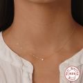 CANNER Trendy 925 Sterling Silver Necklaces Clear Zircon Pendant Clavicle O-Chain Necklace For Women Delicate Daily Jewelry. 