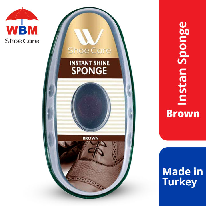 WBM Shoe Shining Sponge - Brown  Instant Shine Polish with Liquid- 11ML
