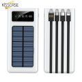 Solar Power Bank 10000mAh Built in 4 Cable Portable Charging Power bank USB Power bank External Battery Charger For Xiaomi Mi iPhone. 