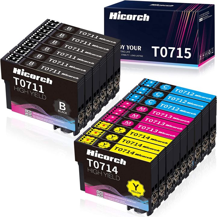 Hicorch Replacement for Epson T0711 T0712 T0713 T0714 T0715 cartridges, compatible with Epson Stylus SX100 SX218 SX415 SX515W SX200 DX4000 DX4050 DX88 400 DX. 8450  Pack-5 (2-Black, 1-Cyan, 1- Magenta, 1-Yellow)