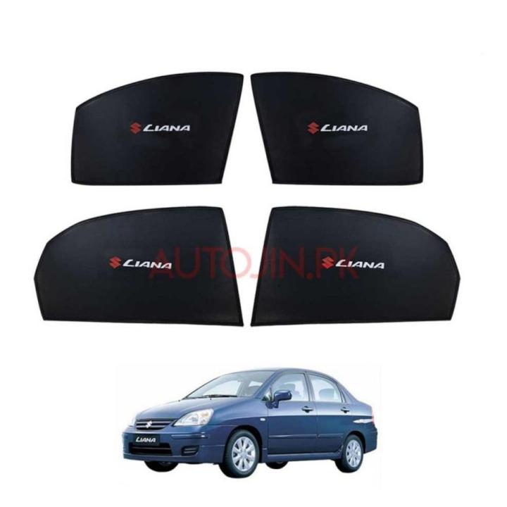 SUZUKI LIANA SUN SHADES LOGO / WINDOW CURTAINS / BLINDS (DARK) BLACK 4PCS