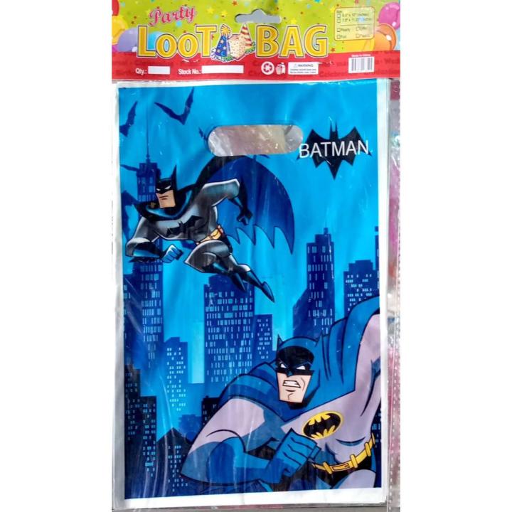 Batman Theme Bags - Pack of 10 Party Goodie Bags Birthday Gift Bags