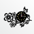 3D wooden wall clock,Flower shaped wall clock,BUTTERFLY ON FLOWERS CLOCK For Home Decor Offices And Gits. 