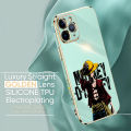 Luxury 6D Plating Case for OnePlus 9 Anime Cartoon Cool Luffy Side Pattern Back Cover Soft Silicone Square Frame Shiny Bling Phone Cases + Free Lanyard. 