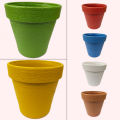 Pack Of 2 Colorful Fiber Plastic Pots For Plants & Flower Growing Dia 9 x 9 Inches - Multicolors. 