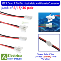 6 /15/ 30 Pairs JST PH 2.0mm 2 Pin Micro Electrical Male and Female Jack Terminal Wire Connector for Toys Battery 20cm 26AWG by Electrica. 