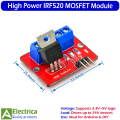 IRF520 MOSFET Driver Module 3.3V–5V Logic Control for Arduino, Raspberry Pi, LED Strip, Motor, Relay & DIY Electronics Projects by Electrica. 