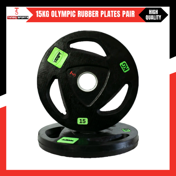 15 KG Olympic Rubber Coated weight Plate Pair 2 Inch Hole - 15 kg pair, rubber weight plates