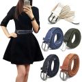 Metal Buckle Rope Waistband Classic Braided Belt Casual Dress Jeans Woven Waist Belt Female Men Uni Faux Leather Girdle. 