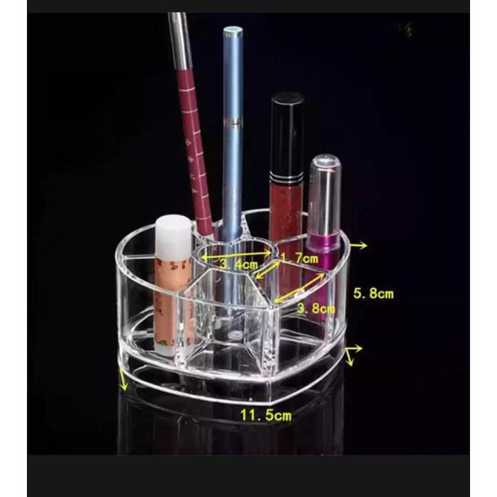 Heart Shape Cosmetic Makeup Organizer Transparent Acrylic Lipstick Holder Display Stand Nail Polish Eyebrow Pencil Storage Box (BA)
