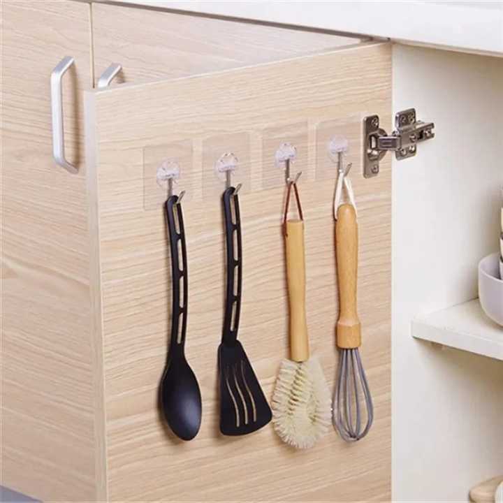 10pcs%20Transparent%20Stainless%20Steel%20Strong%20Self%20Adhesive%20Hooks%20Key%20Storage%20Hanger%20for%20Kitchen%20Bathroom%20Door%20Wall%20Multi-function%20-%20Image%204