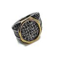 Silver Stainless Steel Italian Style Ring With Zircon For Men. 