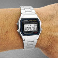 A159WA stainless steel band waterproof retro square digital sports military watch. 