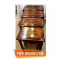 Wooden Nesting Tables Chinioti Solid Sheesham Wood Nesting Tables Set of 4 (Coffee table Serving table , Furniture Wooden ) - Strait D13-Light Brown. 