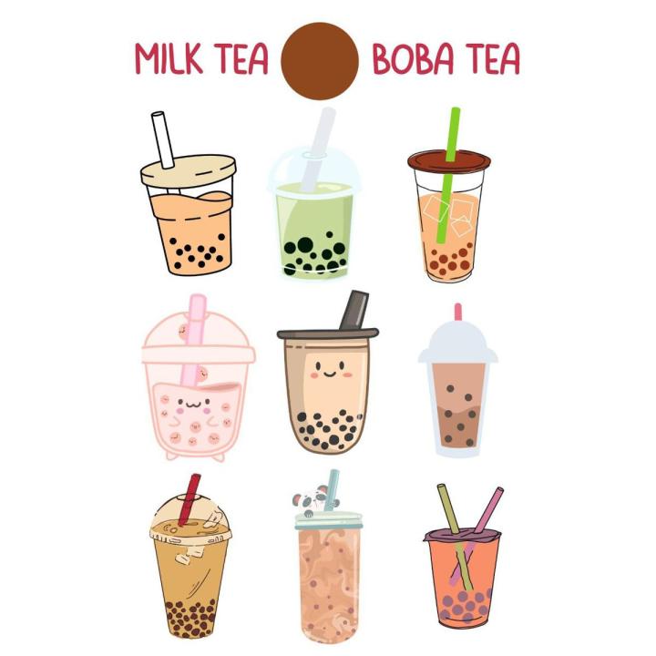 Milk Tea Boba Tea sticker sheet | Daraz.pk
