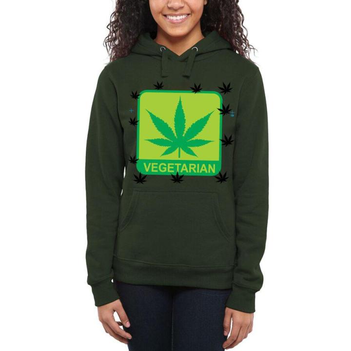 Green Vegetarian Fleece Pullover Kangroo Winter High Quality Hoodie