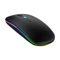 Mode 5.2 Wireless Bluetooth Mouse | RGB Gaming & Computer Mice | Dual Mode 2.4GHz | Adjustable DPI Button |  Rechargeable | USB Receiver | Matte Black RGB Light. 