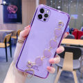 For iPhone 11 Pro Max Back Cover with Love Heart Chain Wrist Strap Fashion Bracelet Shiny Plating Bumper Protective Case Silicone Shockproof Mobile Phone Cases. 