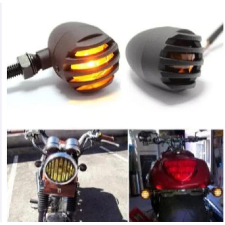 Pack of 4 - Pair of Black Motorcycle Indicator Turn Signal Light For Harley Cafe Racer Style bike universal
