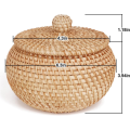 Rattan Round Basket with Lid, Rattan Storage Basket with Lid, Fruit Snacks Basket for Table Shelf. 