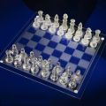 Glass Chess Set Game, Modern Clear Chess Set, Deluxe Chess Set Glass Chess Board Set with Solid Clear & Frosted Chess Glass Pieces | 13’ Crystal Chess Boards Sets,. 