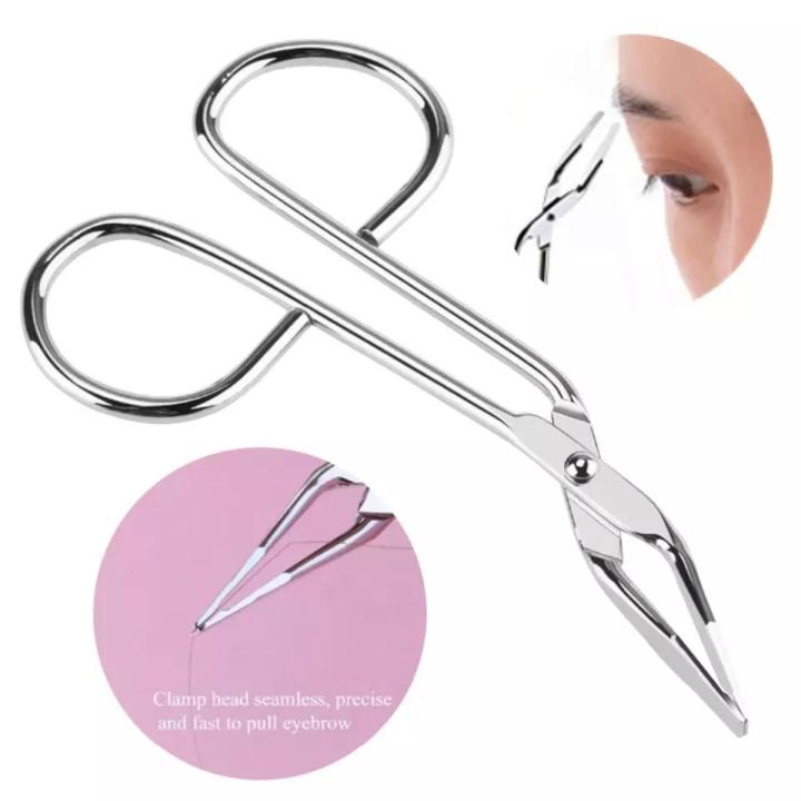 Eyebrow Tweezer Scissor Handle Flat Straight Tip Hair Plucker Stainless Steel Brow Tweezer