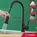 Sink mixer New Black Kitchen Faucet 3-Way Water Outlet Pull Out Sprayer for Kitchen Sink 360 Degree Rotation Mixer Tap. 