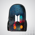 BTS ARMY BAG | Bag for College | Girls college bags | Backpack for BTS | BTS Bags | Pink bag for girls | bts lover , bts , purple lover , bts logo with  light raining blue background design backpack. 