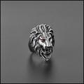 Exquisite Silver Lion Head Ring Antique Design For Men-Eyes-Trendy 2021-Red Eyes Lion. 