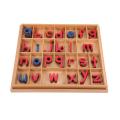 Montessori Wooden Movable Alphabet with Box for Kids Spelling and Learning (Red & Blue). 