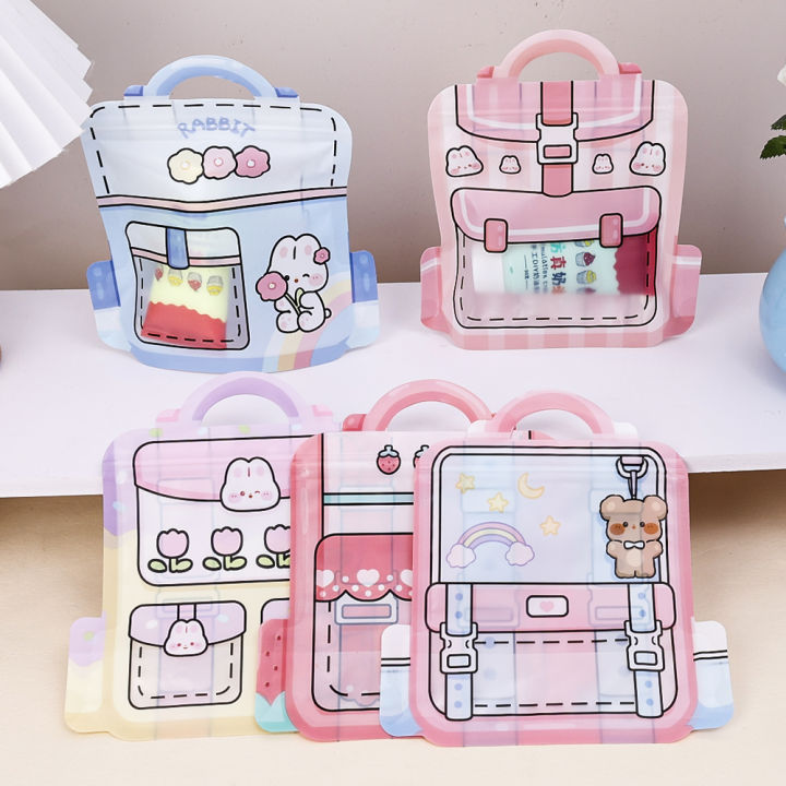 1/6Pcs Snack Bag Cute Cartoon Backpack Jewelry Small Object Storage Pouch Cookies Candy Portable Handbag Festival Gift Bags Jewelry Packing